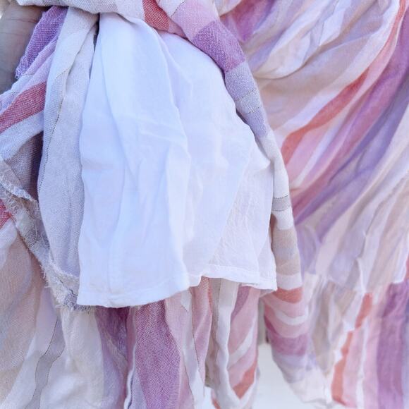 Rails Amaya Juliette Tiered Striped Tank Midi Dress Pink Linen Medium - Picture 10 of 13